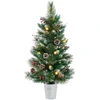 Image de CostwayMini Sapin de Noël Artificiel Pré-éclairé 90 cm avec 81 Aiguilles en PVC et Pin 20 LED Blanc Chaud 8 Modes Minuteur Baies Pommes de Pin