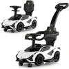 Image de CostwayVoiture à Pousser 3 en 1 pour Enfants Voiture Pied-au-sol Sous Licence Lamborghini Garde-corps Poignée Amovibles Musique Phares Blanc
