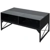 Image de CostwayTable Basse Haute Brillance avec Plateau en Faux Marbre et Verre Trempé Lumières LED Table d'Appoint Moderne avec 4 Cubes de Rangement Noir