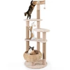 Image de CostwayArbre   chat en Forme de Quenouille de 164cm Poteaux   Gratter en Jute Perchoir Panier Balles Suspendues Coussins Lavables   6 Niveaux Beige
