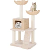 Image de CostwayArbre à Chat Tour en Forme de Quenouille de 122 cm Poteaux à Gratter en Sisal Perchoir Condo Panier Echelle Coussins Lavables Beige