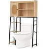 Image de CostwayArmoire de Rangement Au-dessus des Toilettes Organisateur Peu Encombrant Porte en Rotin PE Etagères Ouvertes et Réglables Naturel