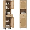 Image de CostwayArmoire de Rangement Meuble pour Salle de Bain Haut Armoire en Rotin avec Portes Étagères Ajustables & Tiroir 170 x30 x40 cm Naturel