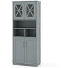 Image de CostwayArmoire de Salle de Bain Haute Armoire Autoportante avec Portes en Acrylique et 3 Cubes Buffet Autoportant avec Etagères Réglables Gris