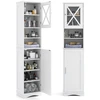 Image de CostwayArmoire de Salle de Bain Haute de 170,5 cm Armoire Autoportante 5 Etagères Réglables 2 Portes Kit Anti-basculement Armoire Etroite Blanc