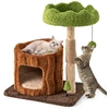 Image de CostwayArbre à Chat avec Griffoirs Recouverts de Sisal Perchoir Supérieur Plateforme Ronde Jouet en Forme d'Arbre Mobilier Elégant Marron