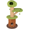 Image de CostwayArbre à Chat en Forme de Champignon 148cm pour Chats d’Intérieur 2 Adorables Condos Perchoir en Peluche Balles Poteaux en Sisal Vert