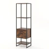 Image de CostwayÉtagère de Rangement avec Tiroirs Bibliothèque avec Cadre en Métal Robuste Mécanisme Anti-basculement & Pieds Réglables Marron Rustique