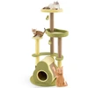Image de CostwayArbre à Chat en Forme d’Avocat Tour pour Chat à Plusieurs Niveaux Condo Privé Brosse d'Auto-toilettage Pompons Amusants Vert