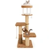Image de CostwayArbre à Chat pour Chats de 164 cm avec Auto-toilettage Perchoir Rembourré Lit pour Chat Amovible Plateformes de Saut Café