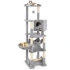 Image de CostwayArbre à Chat Multi-niveaux de 176 cm avec Perchoir Supérieur Condo Confortable Panier Hamac Poteaux à Gratter Plateformes de Saut