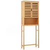 Image de CostwayArmoire de Rangement Au-dessus des Toilettes Étagère de Salle de Bain en Bambou Haute avec 2 Portes et Étagère Ouverte 62X23X170CM Naturel