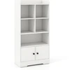 Image de CostwayArmoire avec Portes Petite Bibliothèque avec 5 Compartiments de Rangement et 2 Portes Meuble De Rangement Autoportant Blanc