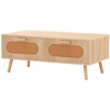 Image de CostwayTable Basse en Rotin Moderne avec 2 Tiroirs de Rangement et Compartiment Arri ¨re Table d'Appoint Rectangulaire Naturel