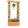 Image de CostwayJardinière avec Treillis Toit Suspendu en Bois avec Trou de Drainage Lit de Jardin Surélevé pour Plante Grimpante 66 x 32 x 152 cm Orange