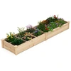 Image de CostwayJardinière Surélevée en Bois avec 2 Bacs à Fleurs et Séparateurs Lit de Jardin pour Culture Fruits Légumes Jardinière 228x62x25cm Naturel