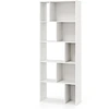 Image de CostwayBibliothèque à 5 Niveaux Etagère de Rangement en Bois avec 10 Compartiments Séparateur de Pièce au Sol Blanc