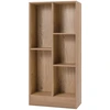 Image de CostwayBibliothèque à 5 Cases Meuble de Rangement Autoportant avec 2 Kits Anti-basculement Etagère d'Affichage en Bois de 50 cm Naturel