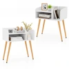 Image de CostwayLot de 2 Tables de Chevet à 2 Niveaux avec Etagères Ouvertes Table d'Appoint avec Pieds en Métal Blanc
