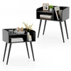 Image de CostwayLot de 2 Tables de Chevet à 2 Niveaux avec Etagères Ouvertes Table d'Appoint avec Pieds en Métal Noir