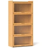 Image de CostwayBibliothèque à 4 Niveaux avec Portes Étagère en Bambou de 140 cm avec Portes en Acrylique Transparent Meuble de Rangement Autonome Naturel