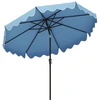 Image de CostwayParasol de Patio 280 cm avec Manivelle Inclinaison par Bouton-Poussoir Bords Volants Parasol de Marché à Double Toit Bleu