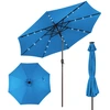 Image de CostwayParasol Inclinable Dia. 300 cm avec 24 Lumières LED Dolaire en Scier Toile Polyester pour Jardin et Terrasse Bleu