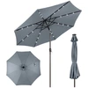 Image de CostwayParasol Inclinable Dia. 300 cm avec 24 Lumières LED Dolaire en Scier Toile Polyester pour Jardin et Terrasse Gris