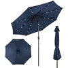 Image de CostwayParasol Inclinable Dia. 300 cm avec 24 Lumières LED Dolaire en Scier Toile Polyester pour Jardin et Terrasse Bleu Foncé