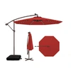 Image de CostwayParasol Déporté avec 32 Lumières LED Panneau Solaire Batterie Rouge