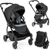 Image de CostwayPoussette Pliable pour Bébé avec Siège Réversible avec Dossier Inclinable Auvent Réglable Poignée et Repose-Pieds en Aluminium Noir
