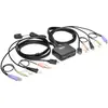 Image de Eaton Commutateur KVM 2 ports USB/HD Cable avec câbles audio/vidéo et partage de périphériques USB, Commutateur KVM, Noir