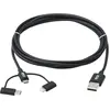 Image de Eaton Câble universel USB-A vers Lightning USB Micro-B et USB-C Sync/Charge M/3xM MFi Certi (1.80 m, USB 2.0, 60 W), Câble USB