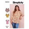 Image de Patron Simplicity 9334 - Top ample avec decollete V e variations de manches raglan du 38 au 56 (FR) - Model 38-46
