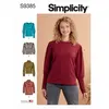 Image de Patron Simplicity 9385 - Hauts en tricot pour femme avec variations de longueur et de manches du 34 au 52 FR - Model FR 34-42