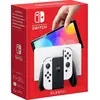 Image de Nintendo Switch (modèle OLED) avec station d’accueil et manettes Joy-Con blanches