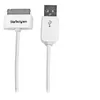 Image de StarTech.com Câble connecteur Apple Dock 30 broches vers USB de 1 m - Cordon de charge / sync pour iPad iPhone iPod - M/M - Blanc - Adaptateur de recharge/données - Apple Dock mâle pour USB mâle - 1 m - blanc - pour P/N: ST73007UA