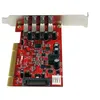 Image de StarTech.com Carte contrôleur PCI à 4 ports USB 3.0 SuperSpeed - Adaptateur PCI 4x USB A (F) avec alimentation SATA / SP4 - Adaptateur USB - PCI-X profil bas - USB 3.0 x 4 - rouge - pour P/N: HBS304A24A, S3510BMU33, S3510SMU33, UNI251BMU33, USB221SS