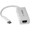 Image de StarTech Adaptateur USB-C vers Gigabit (USB-C, RJ45 Gigabit Ethernet (1x)), Adaptateur réseau, Blanc
