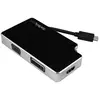 Image de StarTech Adaptateur graphique USB-C vers VGA, DVI, HDMI (DVI, HDMI, VGA, 11 cm), Adaptateur données + vidéo, Noir, Argent