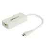 Image de Startech Adaptateur USB-C vers Ethernet Gigabit avec port USB 3.0 - Blanc (US1GC301AUW) - Adaptateur réseau - USB-C - Gigabit Ethernet + USB 3.1 Gen 2 - blanc