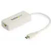Image de StarTech .com Adaptateur Ethernet USB 3.1 USB-C avec port USB supplémentaire (USB-C, RJ45 (1x)), Adaptateur réseau, Blanc