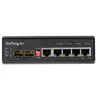 Image de StarTech.com Switch Gigabit Ethernet Industriel 6 Ports 4PoE RJ45 + 2SFP - Commutateur - 1 x 10/100/1000 + 4 x 10/100/1000 (PoE+) + 2 x SFP - Montage sur rail DIN - PoE+ (120 W) - Tension CC