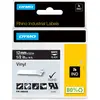 Image de Dymo, Ruban d'étiquetage, Vinyle Rhino 12mm blanc sur noir (1.20 cm, Noir)