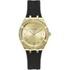 Image de Montre Guess pour femme, cadran doré, bracelet en silicone noir, mouvement à quartz - GW0034L1 or/noir