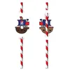 Image de 8 pailles carton bateau pirates - 9909923 AMSCAN