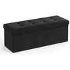 Image de Songmics, Banc, Sitzbank Sitztruhe Stauraum Klappbar Stabil Wohnzimmer Tintenschwarz (110 cm)