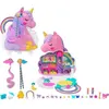 Image de Polly Pocket - Coffret Salon De Coiffure Licorne Arc-En-Ciel - Tete a Coiffer - 4 ans+ HYD97