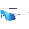 Image de 100%, Unisexe, Lunettes de sport, Speedcraft (Blanc mat, Bleu, Miroir multicouche bleu HiPer), Blanc, Bleu