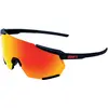 Image de 100%, Unisexe, Lunettes de sport, Racetrap 3.0 (Soft Tact Black, Hiper Red, Orange), Noir, Rouge